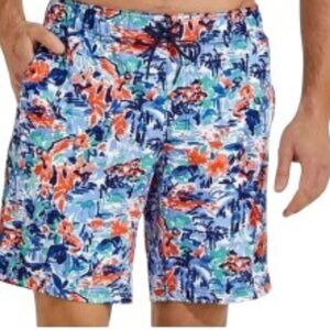 Coolibar Island Swim Trunks in Blue Multi Painted Rainforest Large
